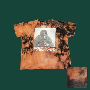 Tupac 2Pac Poetic Justice Custom Bleach Tie Dye T-Shirt Black Mens 5XLT
